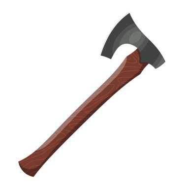 Ahşap sapı ile ax. Vektör renk beyaz zemin üzerinde bir balta karikatür tarzı Illustration. Aracı marangoz. Tasarım öğesi