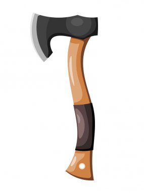 Ahşap sapı ile ax. Vektör renk beyaz zemin üzerinde bir balta karikatür tarzı Illustration. Aracı marangoz. Tasarım öğesi