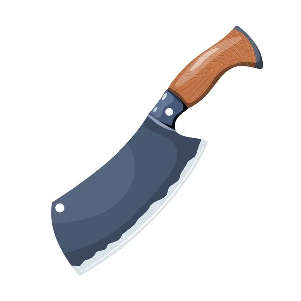 Imagen en color de una cuchilla. Cuchillo de cocina de metal sobre fondo blanco. Ilustración vectorial en estilo de dibujos animados — Vector de stock