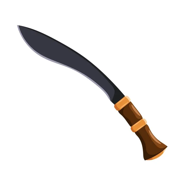Immagine a colori di un machete su sfondo bianco. Illustrazione vettoriale di un machete in stile cartone animato — Vettoriale Stock