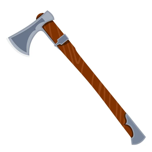 Imagem a cores de um machado em um fundo branco. Ilustração vetorial de um machado — Vetor de Stock