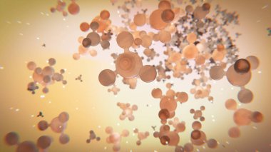 Kimyasal 3d arka plan şeffaf molekülleri ile. Güçlü büyütme ile kimyasal elementler.