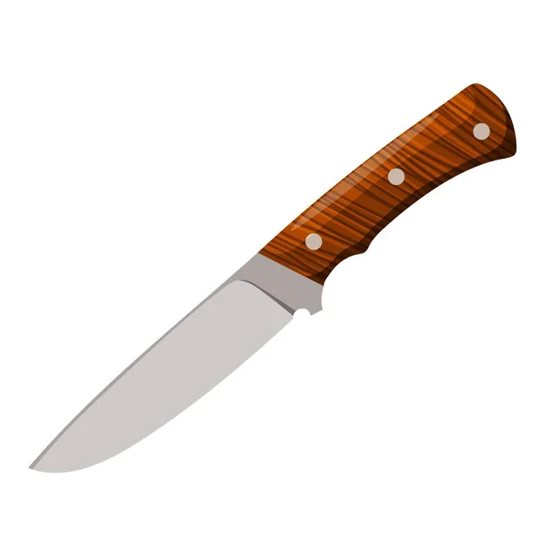 Imagen en color de un cuchillo de combate sobre un fondo blanco. Ilustración vectorial de una herramienta de corte y un estilo de caricatura de arma en blanco — Vector de stock