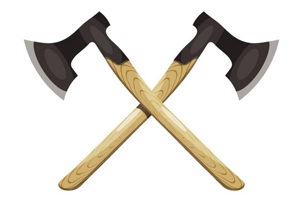 скрестила топор на белом фоне. Векторная иллюстрация
