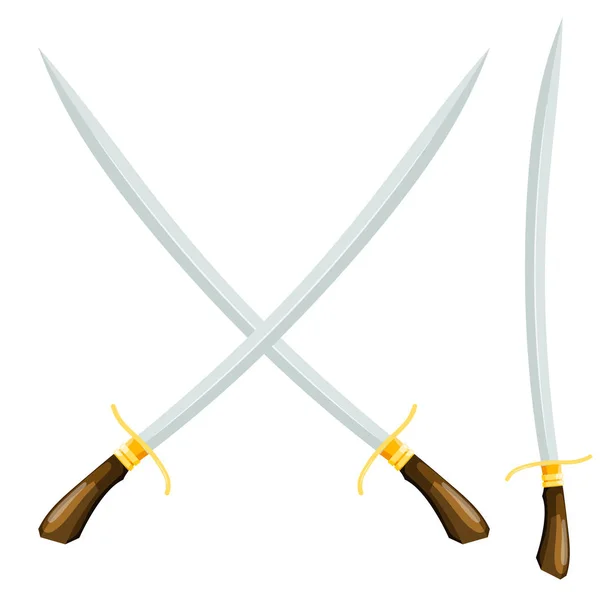 Egy régi fegyver, fehér alapon. Crossed swords. Vektoros illusztráció egy rajzfilm-stílusú — Stock Vector