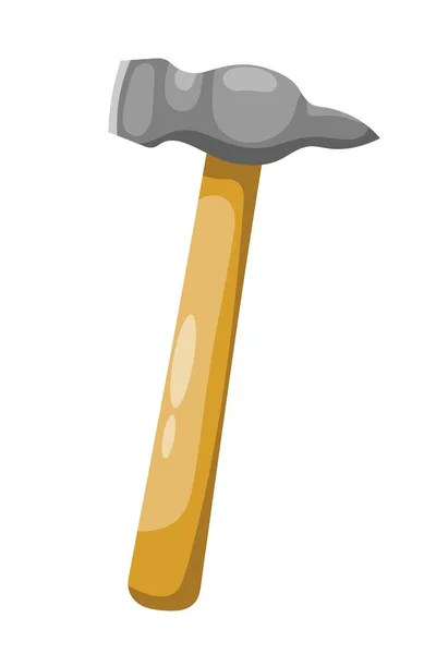 Imagen en color de un martillo sobre un fondo blanco. Ilustración vectorial de un conjunto de martillos en estilo Cartoon — Vector de stock