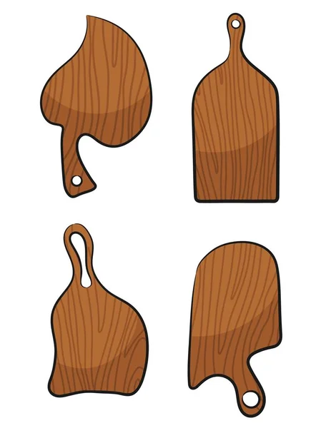 Set Tabla de cortar sobre un fondo blanco. Ilustración vectorial Herramienta de cocina estilo dibujos animados una tabla de cortar cocinero con estilo Dibujos animados — Vector de stock