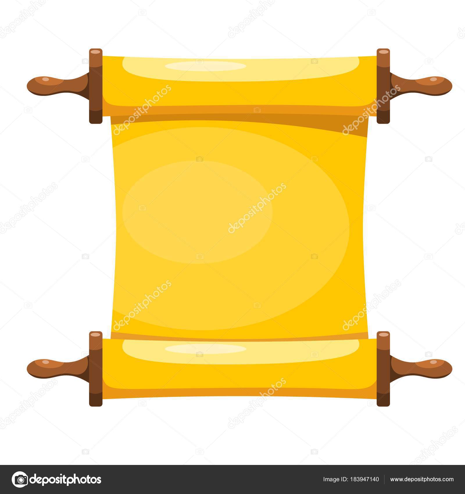 Imagem colorida de um ícone de rolo de papiro em um fundo branco.  Ilustração vetorial de um pergaminho de papel amarelo Vetor de ©lapotnik  183947140, image size:1600x1700