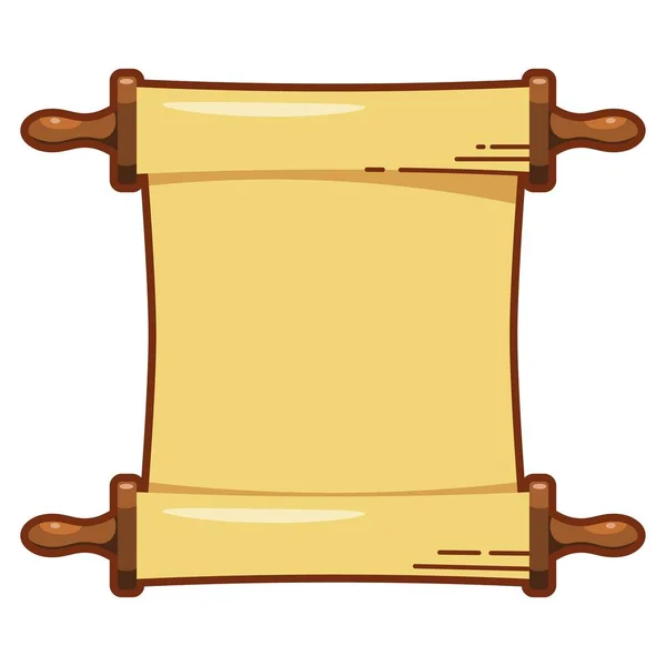 Imagem colorida de um ícone de rolo de papiro em um fundo branco. Ilustração vetorial de um pergaminho de papel amarelo — Vetor de Stock