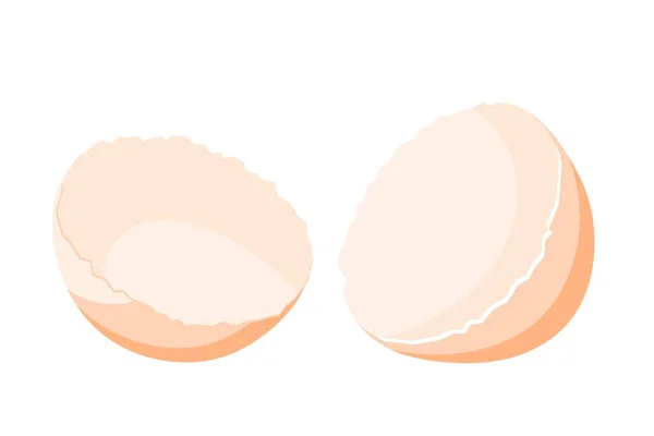 Immagine a colori di un guscio d'uovo rotto su uno sfondo bianco. Oggetto isolato. Elemento di un uovo di pollo. Illustrazione vettoriale — Vettoriale Stock