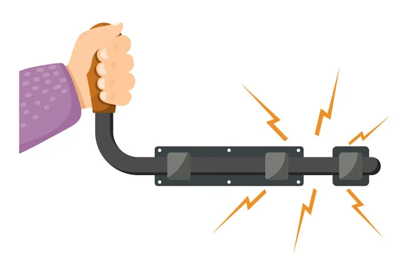 Vektor-Illustration eines offenen Metallriegels mit der Hand auf weißem Hintergrund. isoliertes Objekt. Vektor-Verriegelungen — Stockvektor