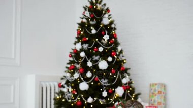 Aile Noel ağacının etrafında. Yeni yıl tatilleri