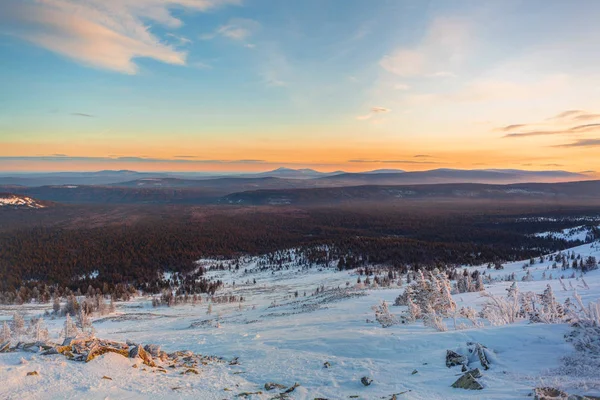 Уральський Зимовий Гірський Ландшафт Росія Ліцензійні Стокові Зображення