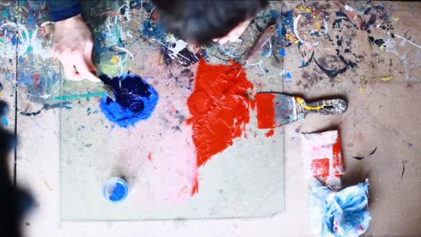 Processo Pittura Dell Artista — Video Stock