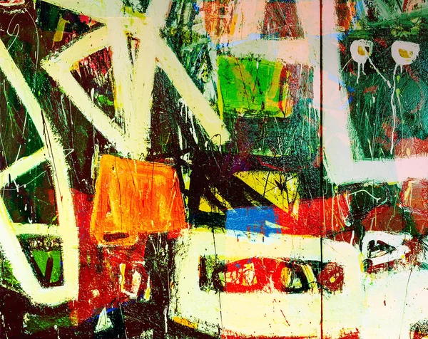 Pintura Abstracta Sobre Lienzo Expresionismo Abstracto Fondo Grunge — Foto de Stock