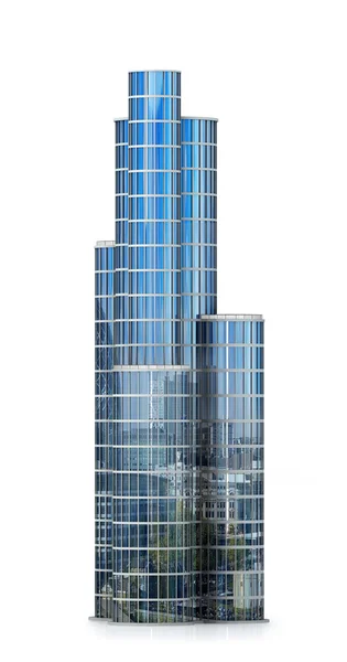 Έννοια της επιχειρηματική δομή. Ένας ουρανοξύστης γυαλί που απομονώνονται σε wh — Φωτογραφία Αρχείου