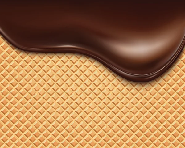 Wafer en vloeiende chocolade — Stockvector