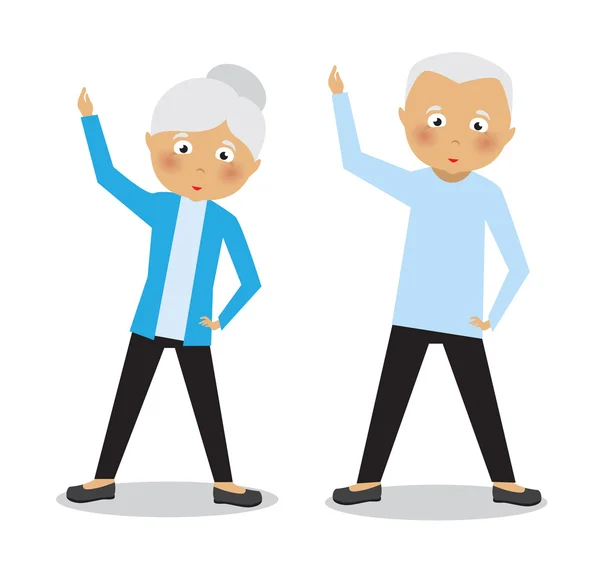Yaşlı insanlar egzersizleri yapıyor — Stok Vektör