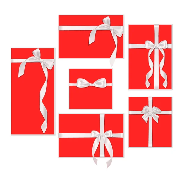Collection d'emballage cadeau vectoriel avec ruban blanc — Image vectorielle