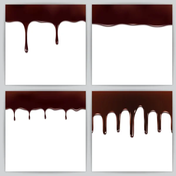 Set de goteo de chocolate derretido. Ilustración vectorial — Archivo Imágenes Vectoriales
