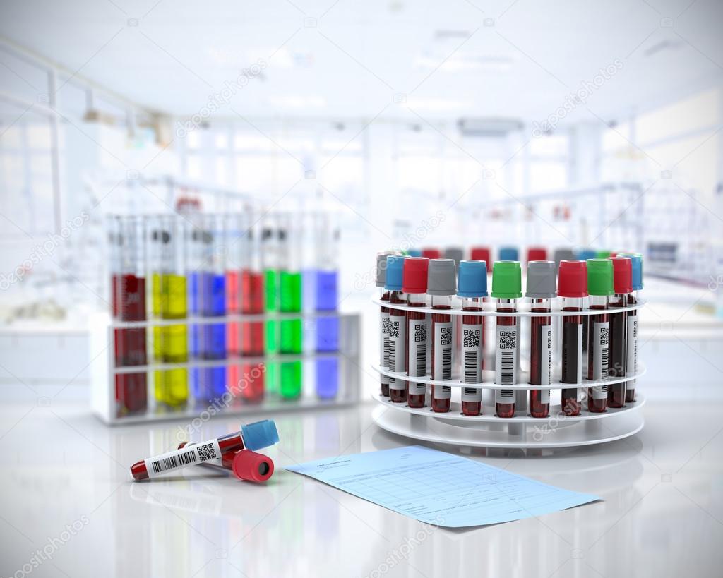 3d render illustration. blood tubes in the laboratory centrifuge