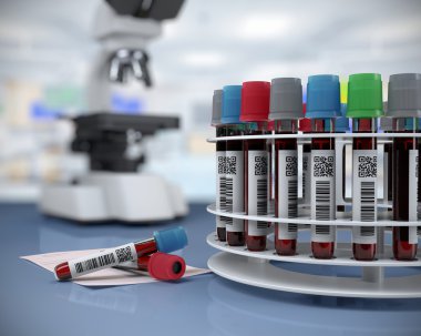 3D render illustration.blood tüplerde laboratuvar santrifüj.