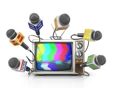 TV haber ya da röportaj kavramı. Bir sürü farklı mikrofonlar