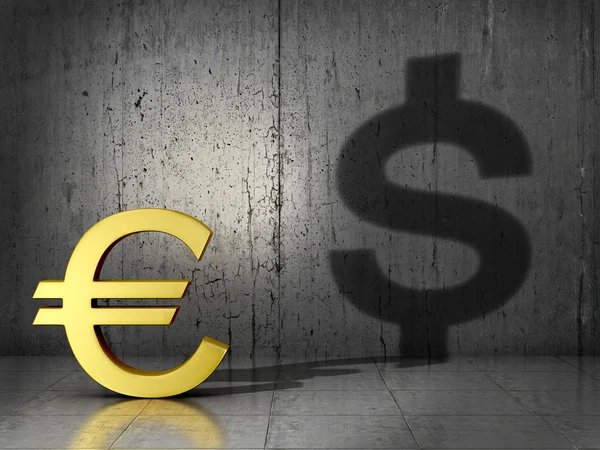 Concetto monetario. La dipendenza del dolar della valuta Euro. — Foto Stock