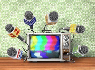 TV haber ya da röportaj kavramı. Bir sürü farklı mikrofonlar