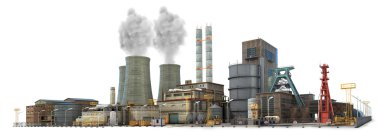 Beyaz arka plan üzerinde izole fabrika. Sanayi. 3D çizim