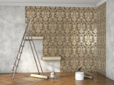 duvar kağıdı asmak; 3D çizim 