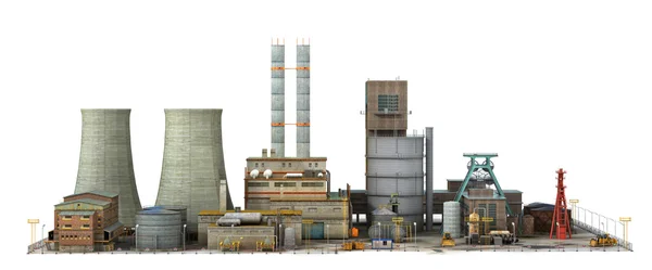 Fabrik isoliert auf weißem Hintergrund. Industrie. 3D-Illustration — Stockfoto