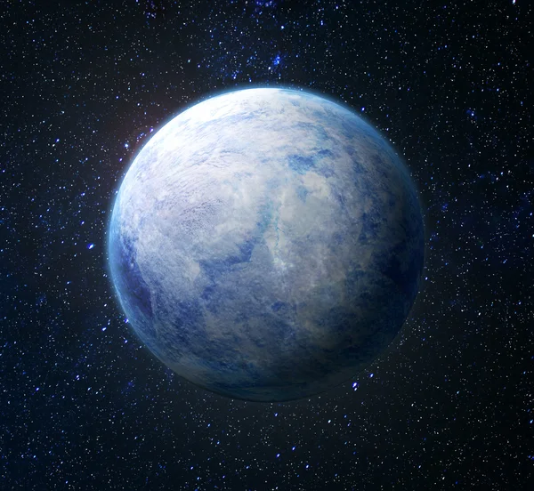 Öko-Konzept. Planet mit Eis bedeckt auf einem Hintergrund des Weltraums. n — Stockfoto