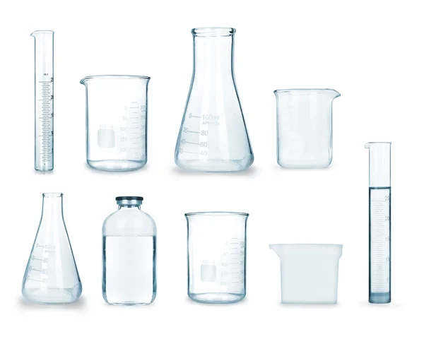 Collection de verre médical sur fond blanc — Photo