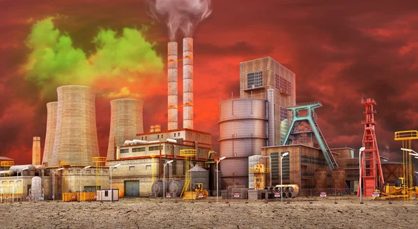 Het concept van milieuvervuiling. Werken Plant op een backg — Stockfoto