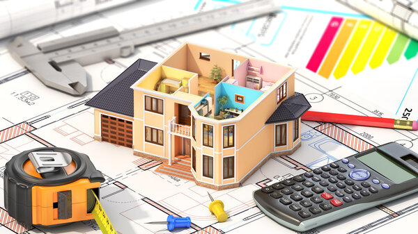 Concept of design. Residential house have view where can see fur