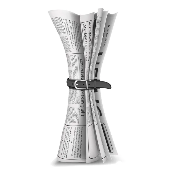 Periódico enrollado con el titular Noticias — Vector de stock