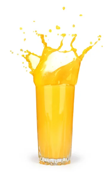 Orange juice splash isolated on a white background — Stock Photo, Image