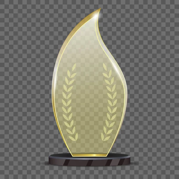 Premio trofeo oro vetro realistico — Vettoriale Stock