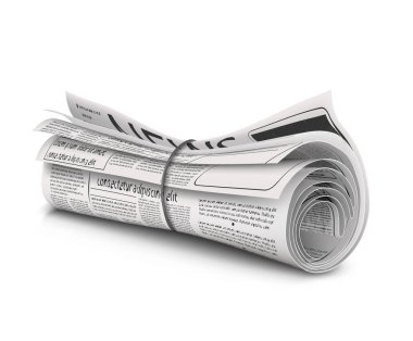 Rolled newspaper with the headline News clipart