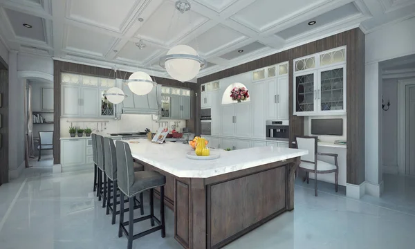Luxury kitchen interior. 3d illustration — Stock Photo, Image