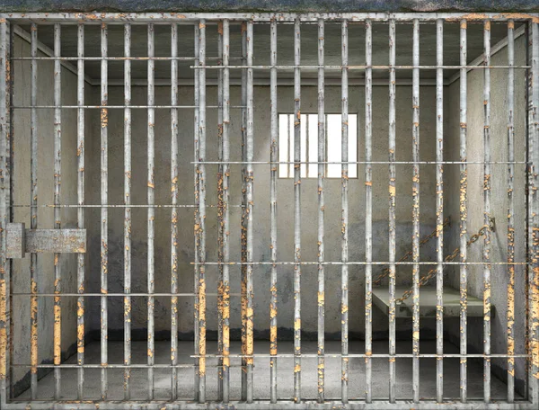 Concept of limiting freedom. Interior of prison cell. 3d illustr — Stock Photo, Image