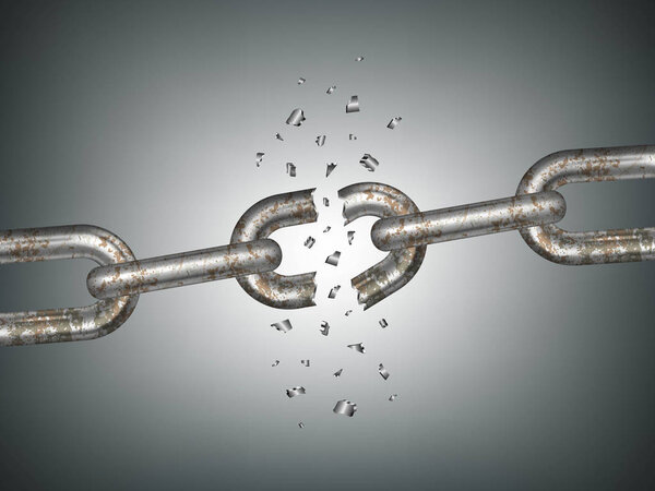 Realistic Steel Chain Breaking. Symbol Of Freedom. Vector illust