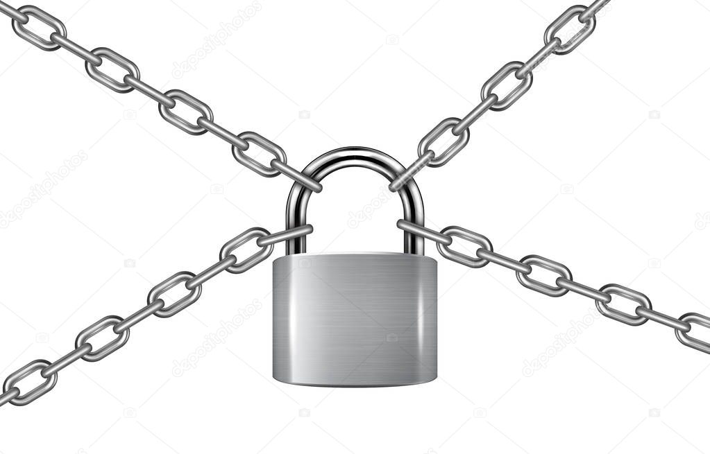 The padlock and chains isolated on a white background Stock Vector by  ©urfingus 129428140