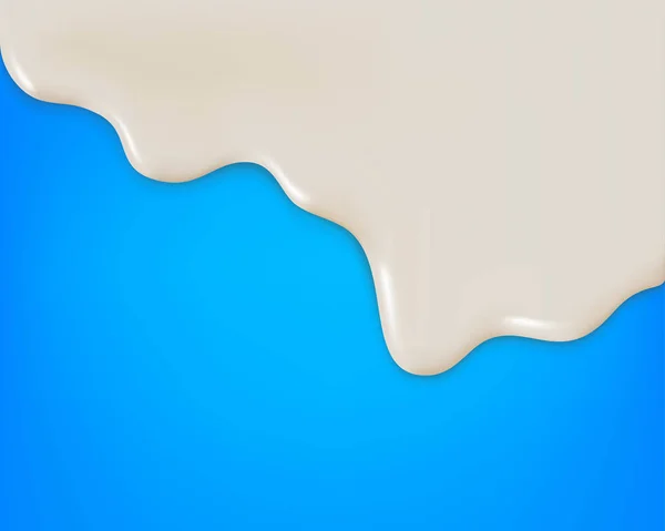 Leche, yogur o crema goteando sobre fondo azul — Archivo Imágenes Vectoriales