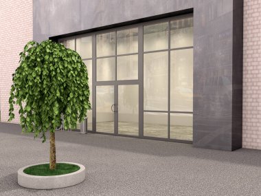 Cephe büyük mağaza; 3D çizim 