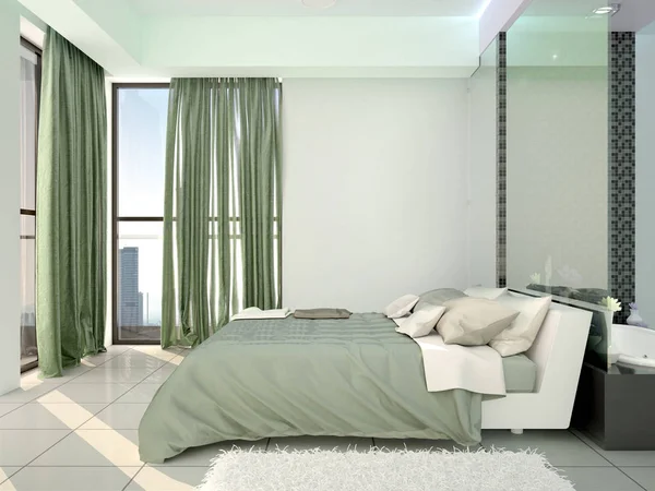 현대적인 스타일의 침실에 설계 되었습니다. 3 차원 일러스트 레이 션 — 스톡 사진