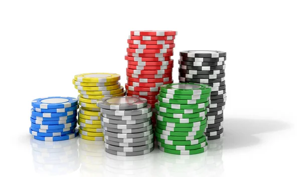 Casino chips op een illustratie van de witte background.3d — Stockfoto