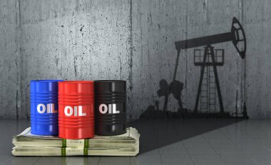 Petrol üretim kavramı. Varil ham petrol yatan