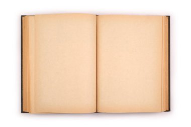 Beyazda izole edilmiş eski açık kitap